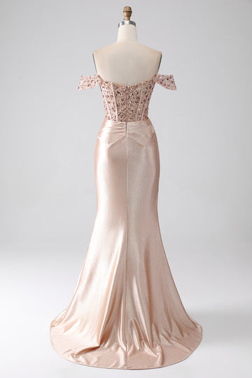 Sirena Champagne Corsetto Abito da ballo